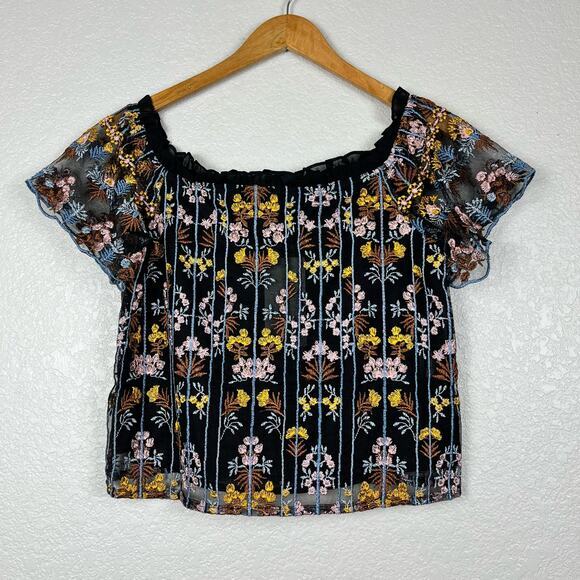 Lucy Paris Womens Evelyn Top XS Embroidered‎ Off the Shoulder Fairy Boho NWT - Picture 1 of 7